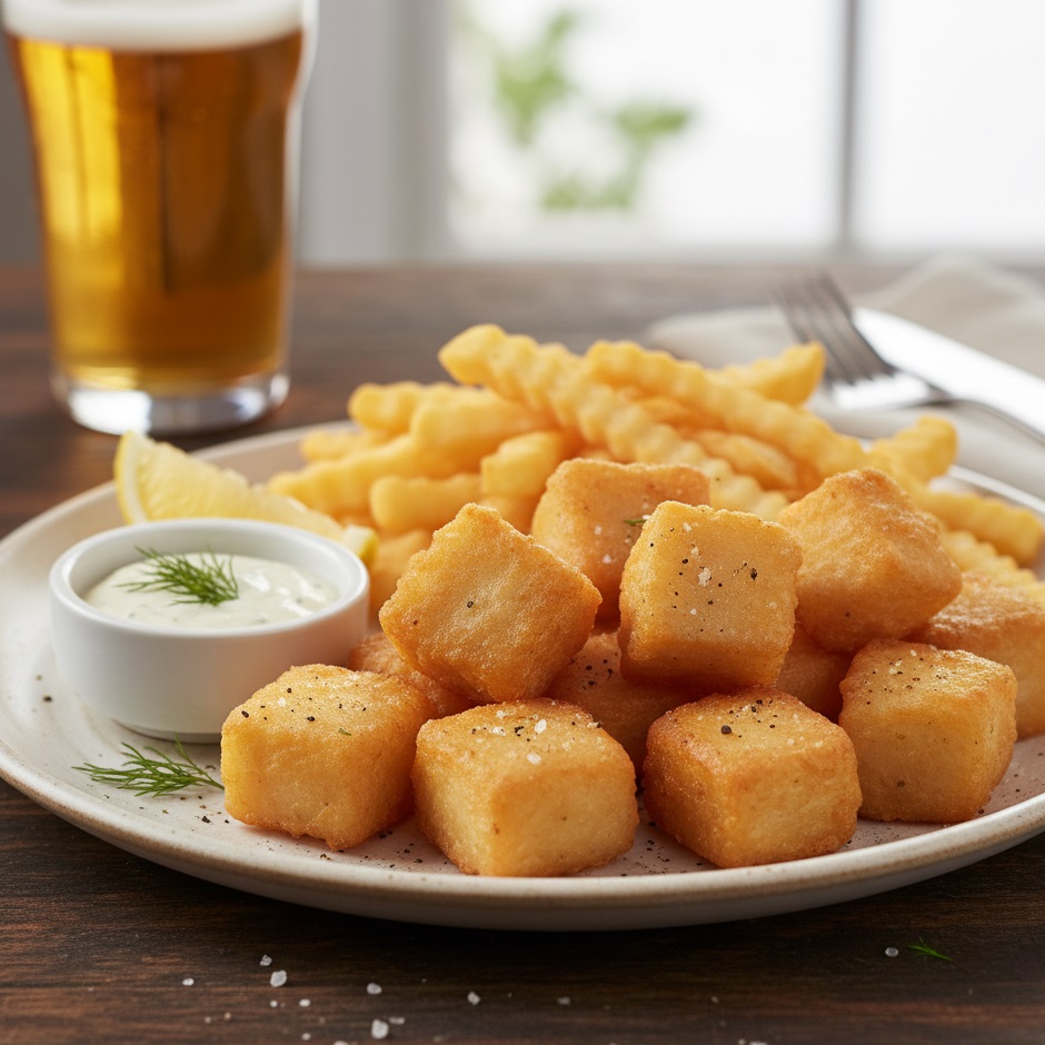 Panierowane kostki z dorsza